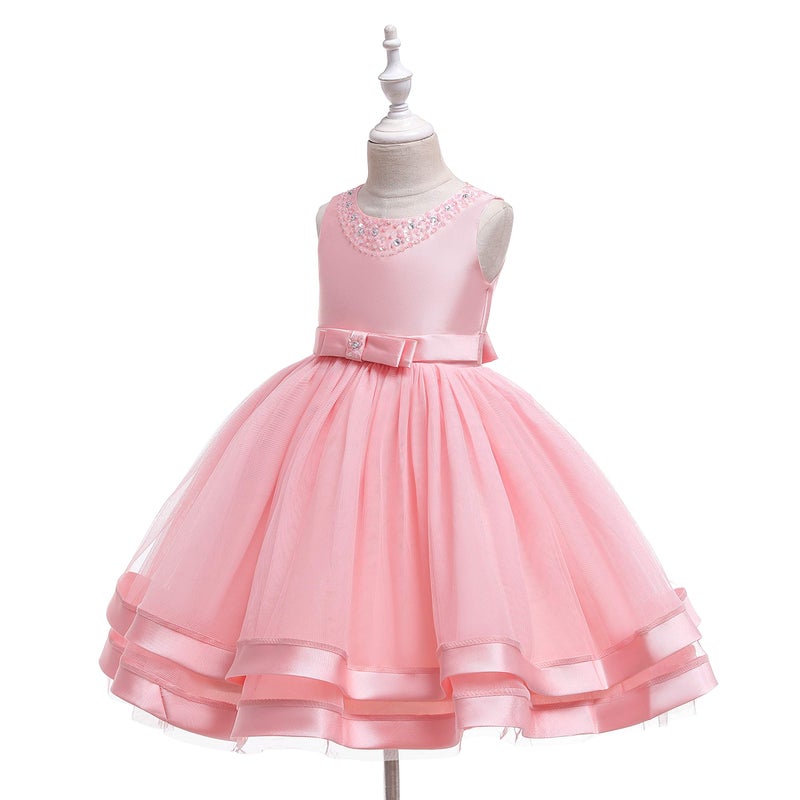 Glamulice Light Pink Flower Girl Dresses Ruffles Vintage Wedding Birthday Dress Party Bridesmaid Holiday Elegant Pageant Gown Little Girls Formal Evening Princess Prom Ball Gown Gala Peach 5-6 - Image 3
